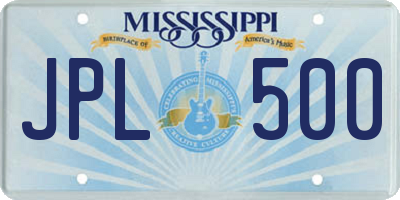 MS license plate JPL500