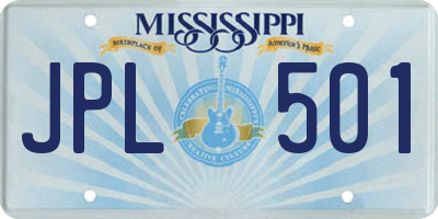 MS license plate JPL501