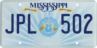 MS license plate JPL502