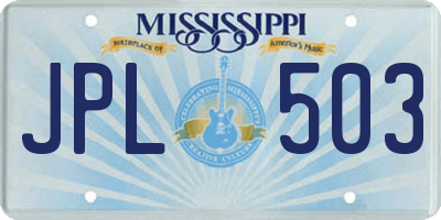 MS license plate JPL503