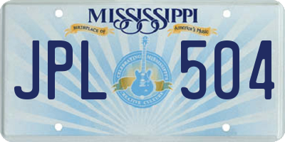MS license plate JPL504