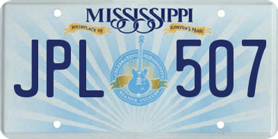 MS license plate JPL507