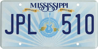 MS license plate JPL510