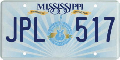 MS license plate JPL517