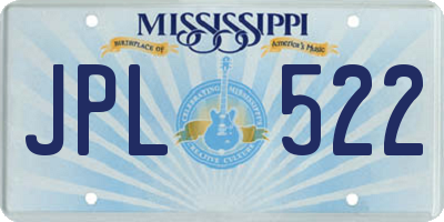 MS license plate JPL522