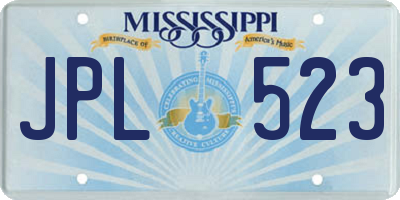 MS license plate JPL523