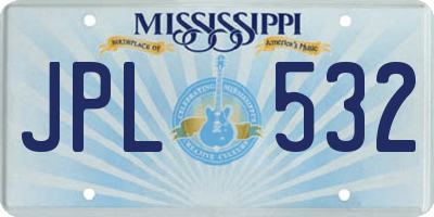 MS license plate JPL532