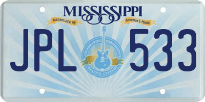 MS license plate JPL533