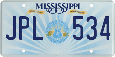 MS license plate JPL534