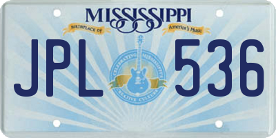 MS license plate JPL536