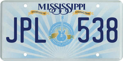 MS license plate JPL538