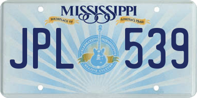 MS license plate JPL539