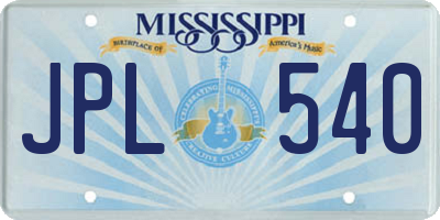 MS license plate JPL540