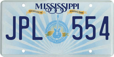 MS license plate JPL554