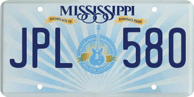 MS license plate JPL580