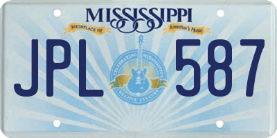 MS license plate JPL587