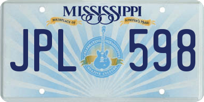 MS license plate JPL598
