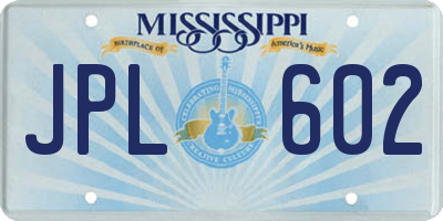 MS license plate JPL602