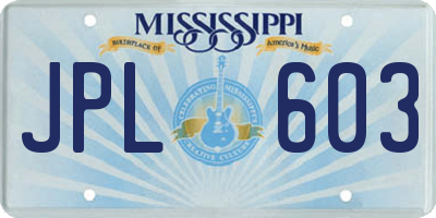 MS license plate JPL603