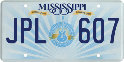 MS license plate JPL607