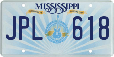 MS license plate JPL618