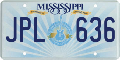 MS license plate JPL636