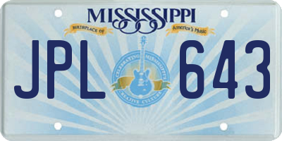 MS license plate JPL643