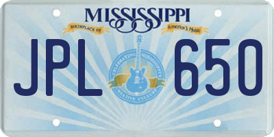 MS license plate JPL650