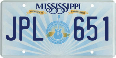 MS license plate JPL651