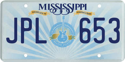 MS license plate JPL653