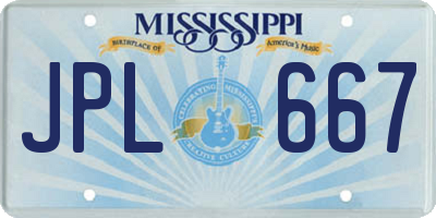 MS license plate JPL667