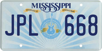 MS license plate JPL668
