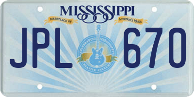 MS license plate JPL670