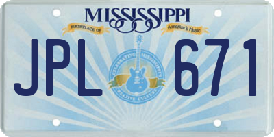 MS license plate JPL671