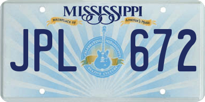 MS license plate JPL672