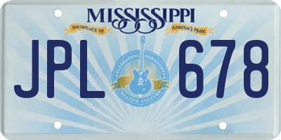 MS license plate JPL678