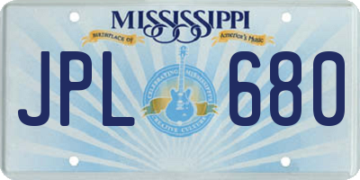 MS license plate JPL680