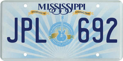 MS license plate JPL692