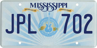 MS license plate JPL702