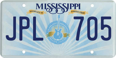MS license plate JPL705