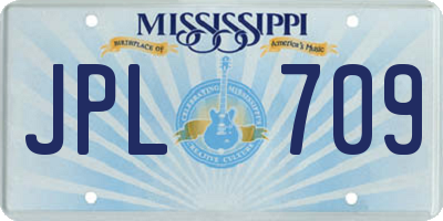 MS license plate JPL709