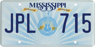 MS license plate JPL715