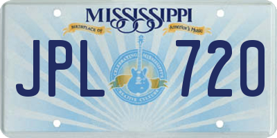 MS license plate JPL720