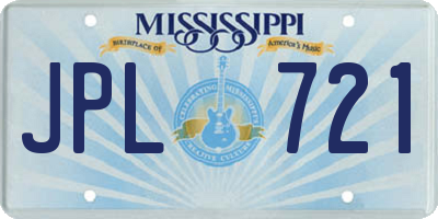 MS license plate JPL721