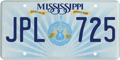 MS license plate JPL725