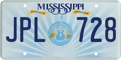 MS license plate JPL728