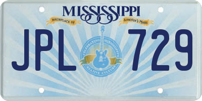 MS license plate JPL729