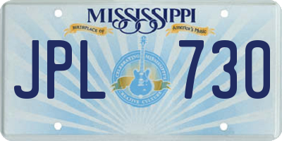 MS license plate JPL730