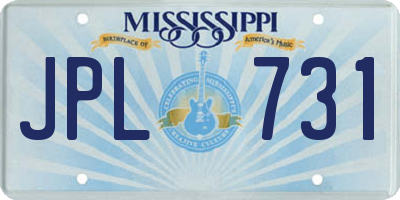MS license plate JPL731