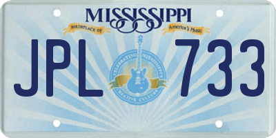 MS license plate JPL733